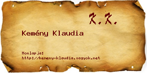 Kemény Klaudia névjegykártya